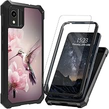 for Nokia C110 Phone Case N156DL with Tempered Glass Screen Protector Dual Layer Structure Protection Shockproof TPU Bumper Cover for Nokia C110 N156DL Phone Case,Bird Fly