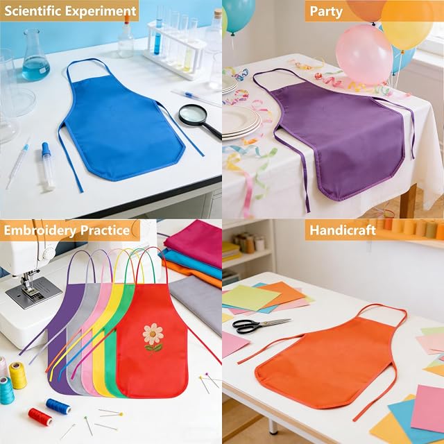 Foto 6 de 6 de RRigo Delantal para Niños, Delantales de pintura 12 PCS Impermeables Tela no Tejida Delantales para cocina