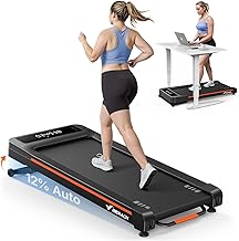 MERACH Treadmill, 10%-12% Automatic Tilt Treadmill, 6 km/h Walking Pad, Treadmill Capacity 159 kg/180 kg, Electric Treadmill for Home and Office, App and Remote, LED Display