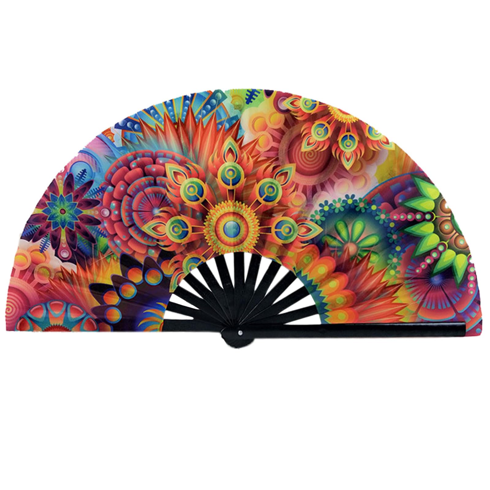 Elnwnnkc Raves Hand Fan Foldable Beautiful Fan Large Folding Hand Held for Festival Club Women Men Outfit Party Gift Foldable Handheld Raves Folding Held Uv Glows for