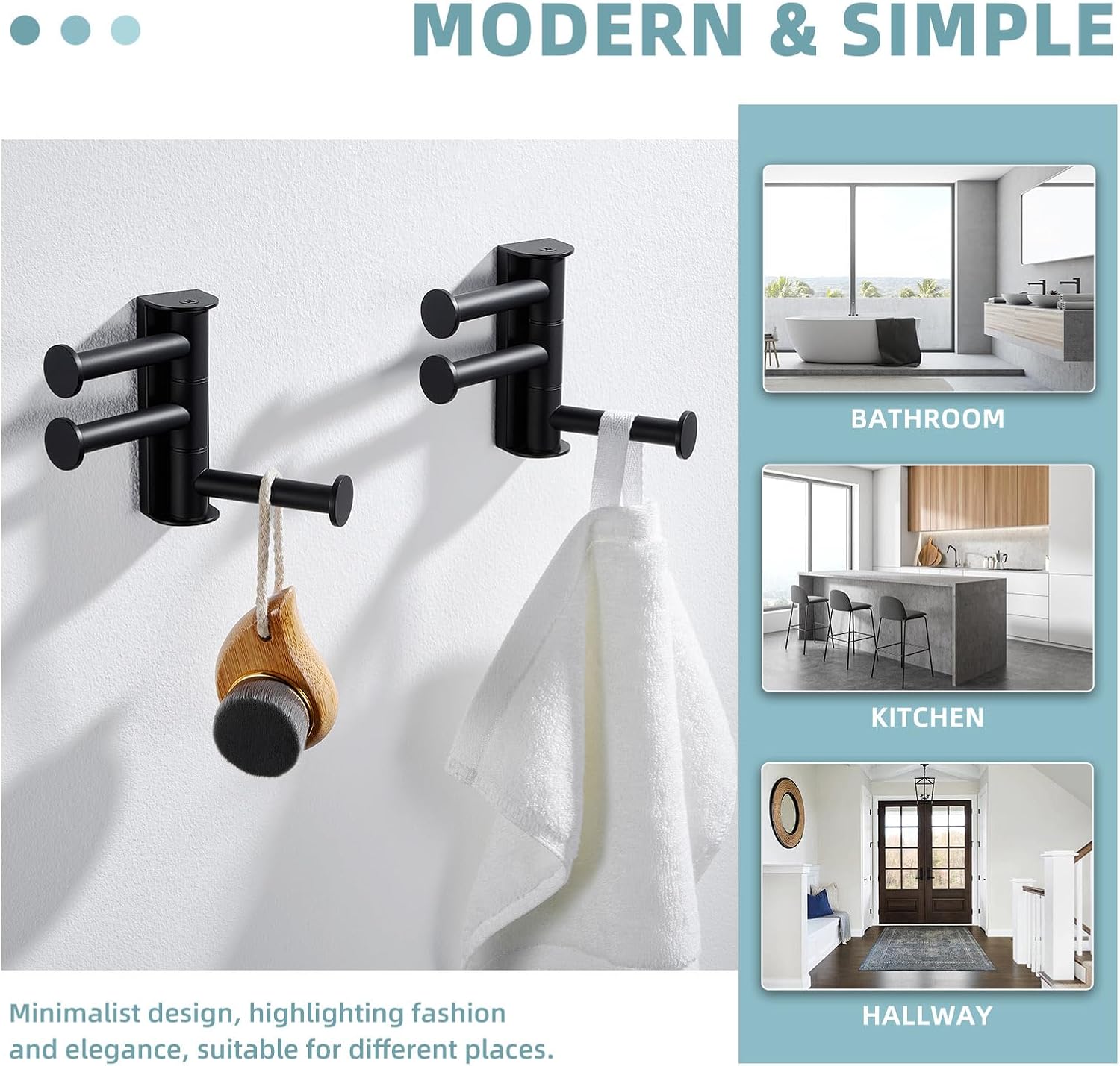 Suyar 3 Arms Robe Hook 3 PCS (Matte Black)