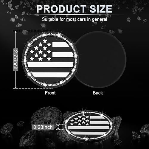 Miniatura 2 de JUSTTOP Portavasos para automóvil, 4 unidades, con diseño de bandera estadounidense, portavasos antideslizantes universales, accesorios interiores