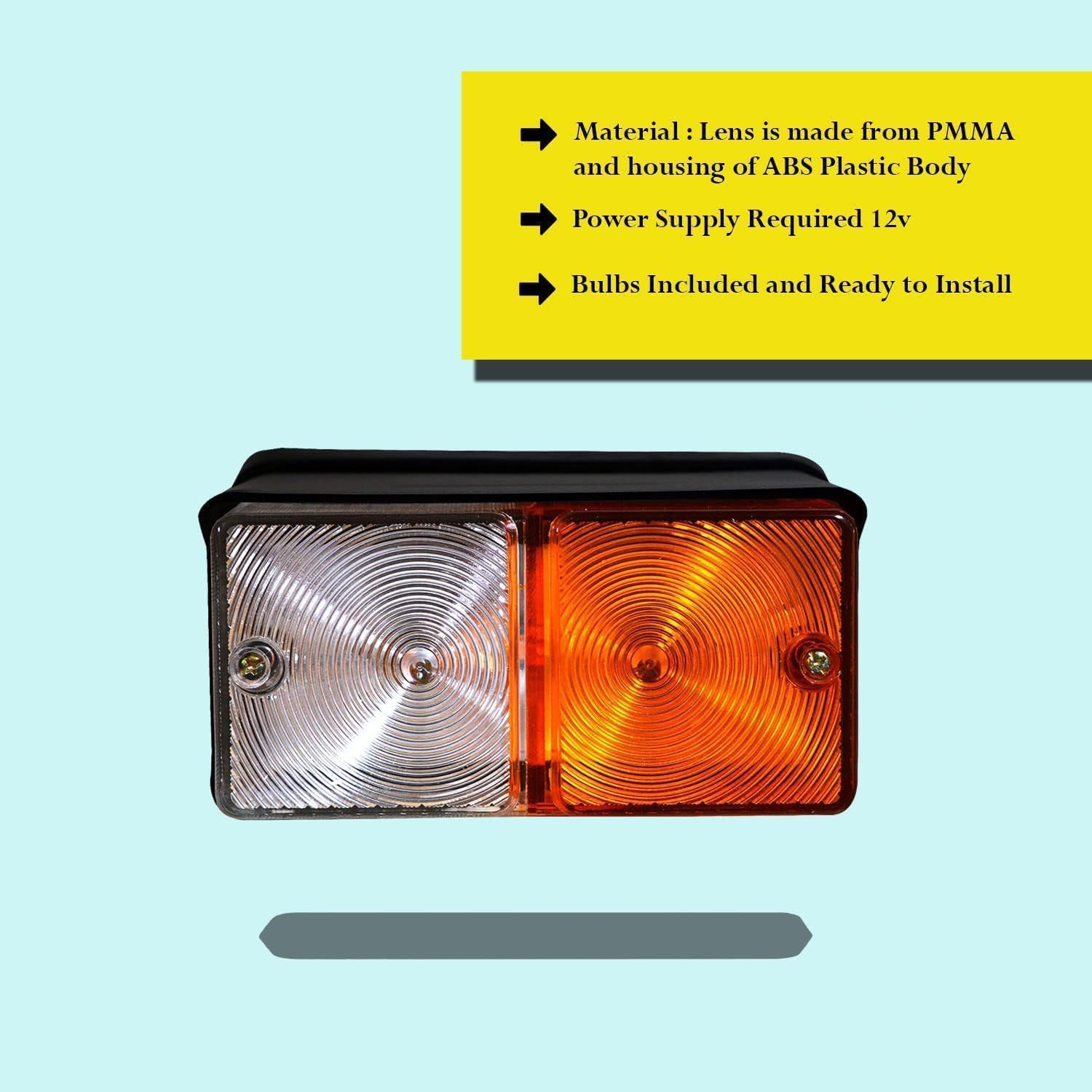 12V Front Side Indicator Rear Tail Turn Signal Lamp side marker lights for Compatible With Case IH Fiat, Ford New Holland Tractors Part Light Assemblies OEM D3NN13405B, D3NN13N32,2610, 2810, 3910