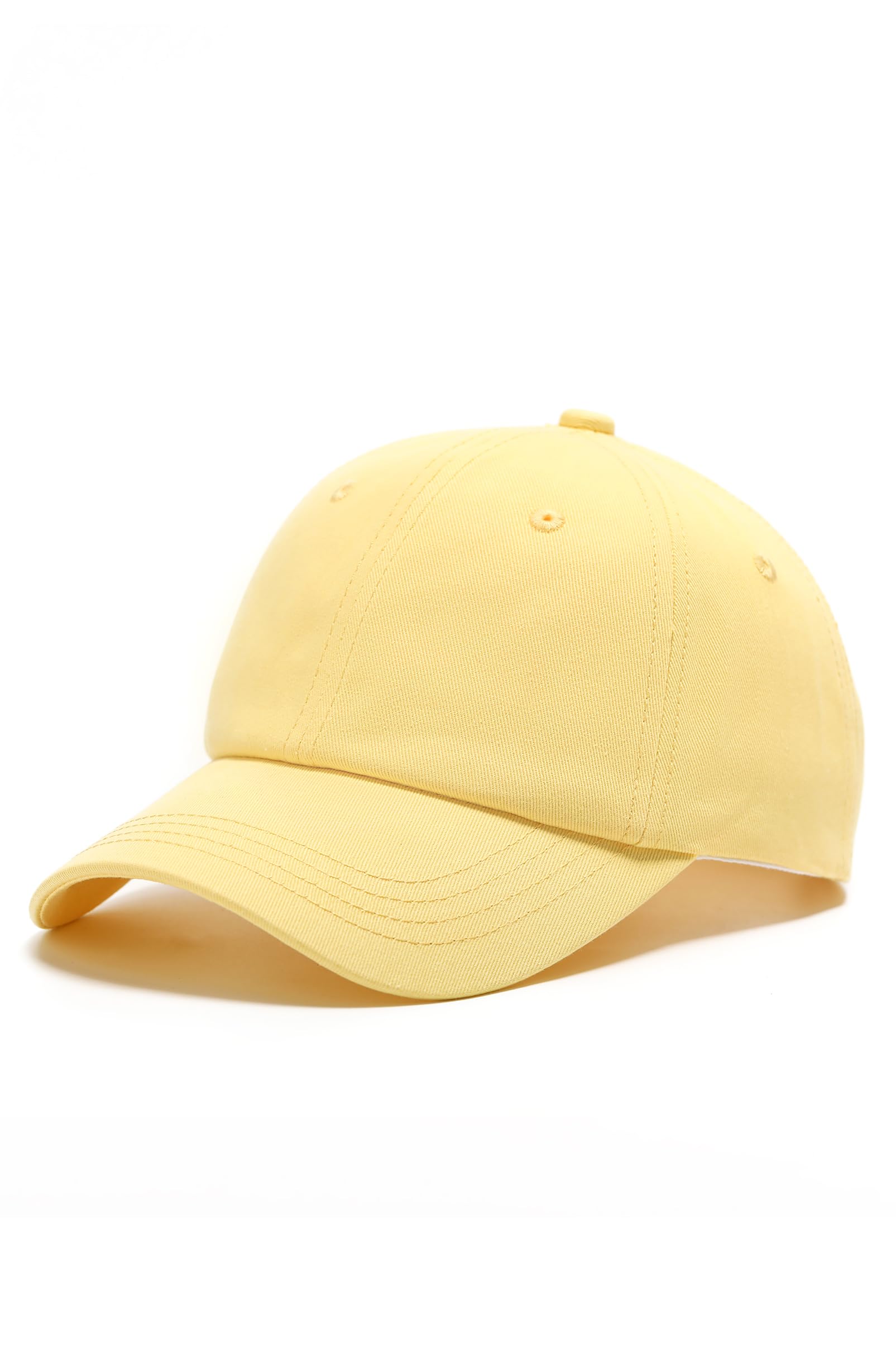 Photo 1 of Cotton Baseball Cap Plain Dad Hat Vintage Unconstructed Adjustable Golf Ball Caps 2-3 Bright Yellow