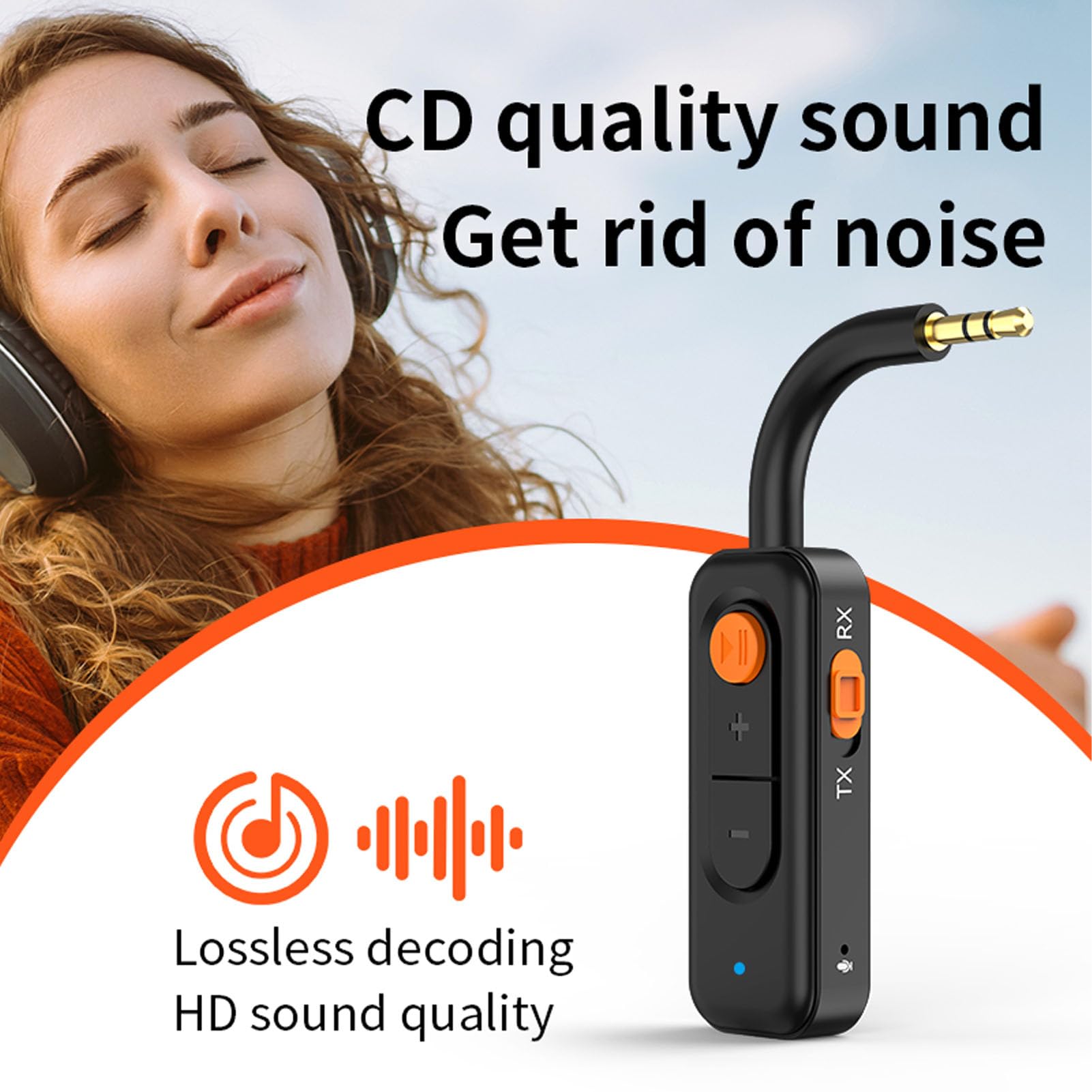 Goshyda Adattatore Bluetooth Wireless per Aereo, Versione 5.4 con Tappo Aereo, Aux da 3,5 Mm per la Palestra da Viaggio Stereo a Casa, Durata della Batteria Lunga