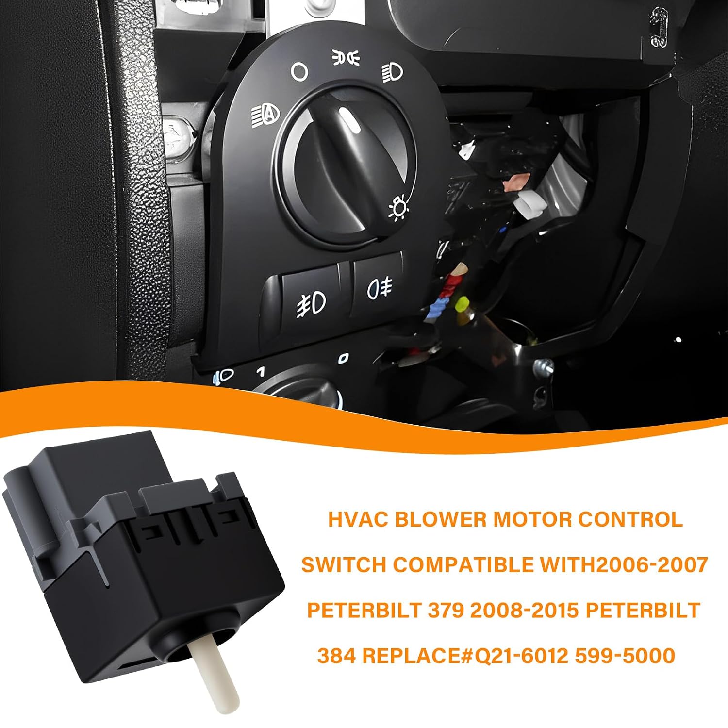 Heater A/C HVAC Blower Motor Control Switch Replacement Compatible with Peterbilt 325 330 335 337 348 357 365 367 378 379 384 385 386 388 389, Replace Q21-6012 599-5000, Plug and Play