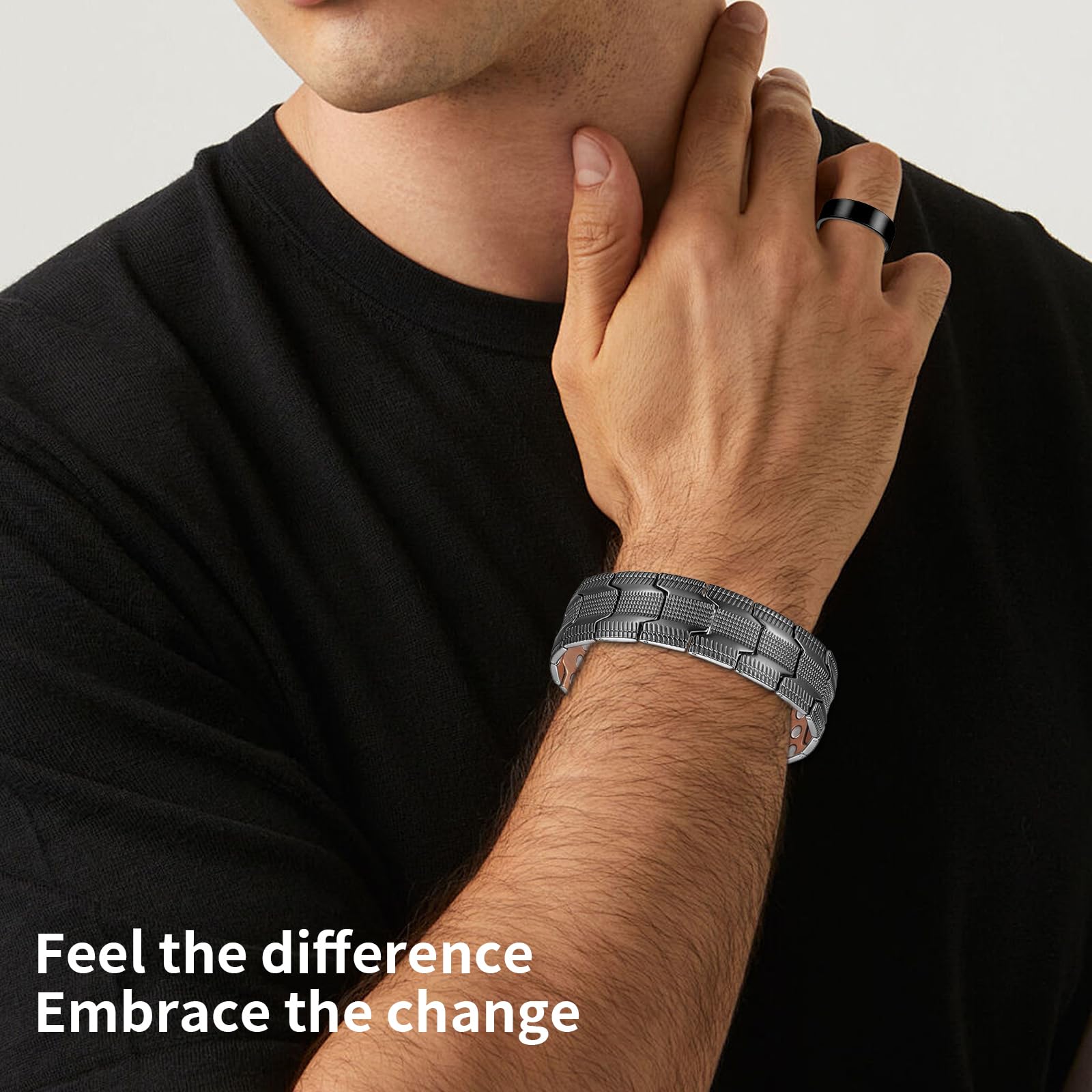 Pulsera de cobre para hombres, pulsera de hombres con 3X fuerza magnética ajustable de 3500 Gauss — view 6