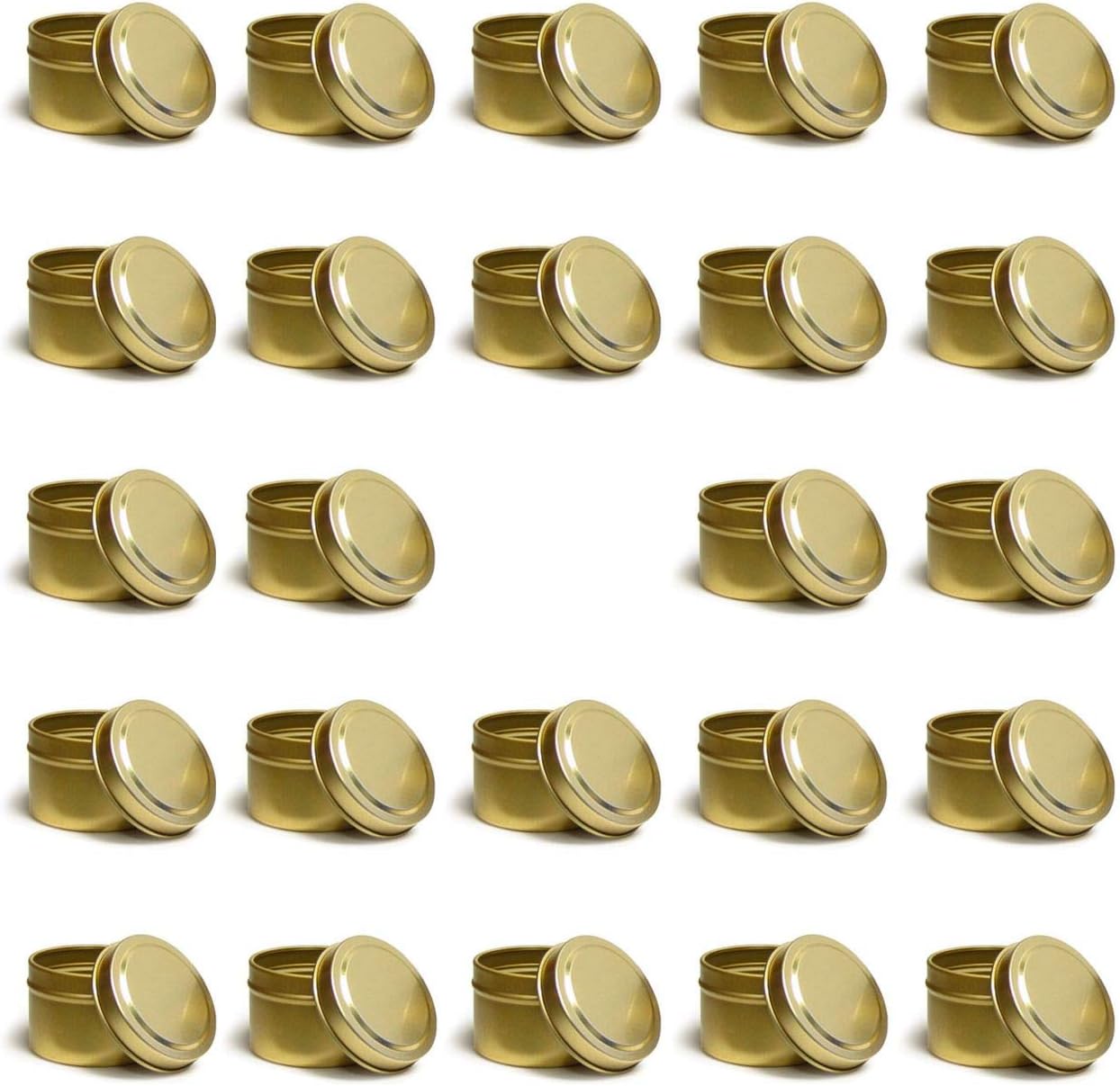 Gold Metal Tins w/Rolled Top Lid Edge Covers Containers for Crafts (24)