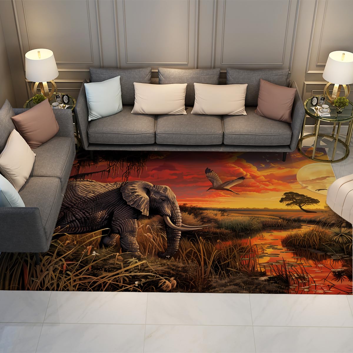 Tapis de sol savane pour salle de jeux enfants antidérapant