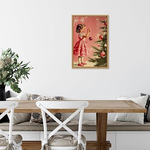 Miniatura 6 de Amanti Art Framed Canvas Wall Art 23x16 Girl With Baubles by Pictufy Studio, Framed Wall Art Canvas, Holidays Artwork, Modern Decor, Medium Poster