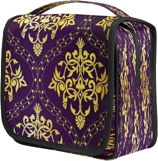 Bolsa de higiene pessoal para viagem com estampa de damasco vintage, organizador de maquiagem portátil à prova d'água, bolsa de maquiagem de grande capacidade, bolsa de cosméticos para viagem, bolsa de higiene pessoal suspensa para mulheres e homens, Damasco
