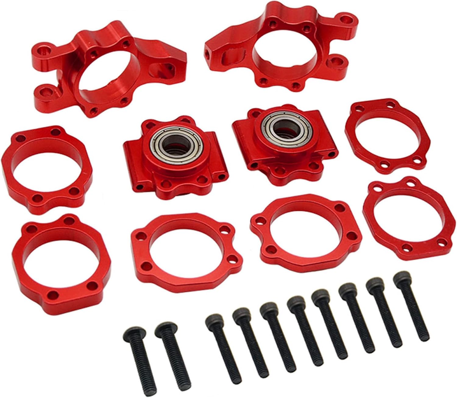 FLMLF CNC Metal Rear Wheel Bearing Seat Kit for 1/5 Hpi RV Km Baja 5b 5t 5sc (Red)