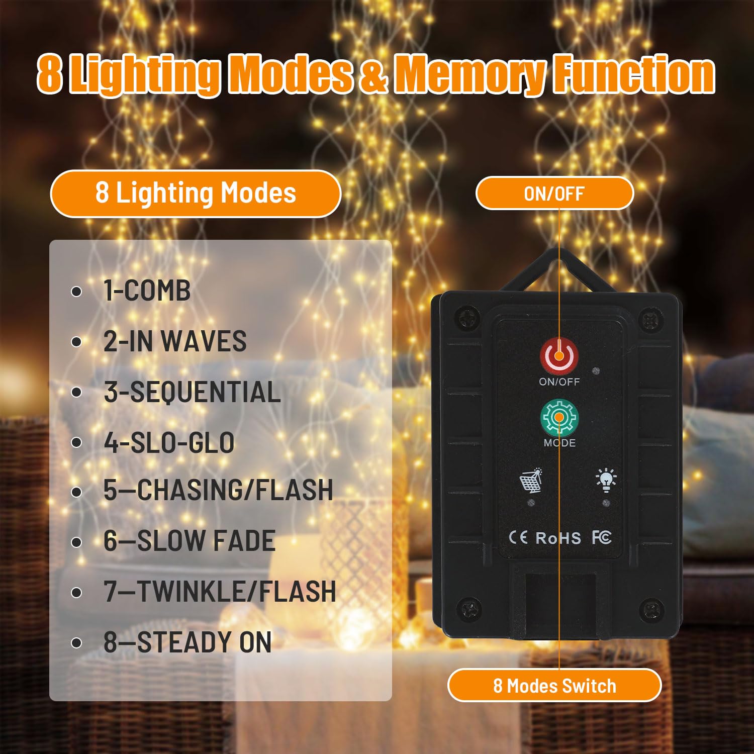 Gresonic Solar Waterfall Fairy Lights - Image 4