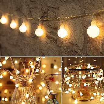 NIYAMAX Crystal Bubble Ball String LED Lights for Home Decoration String Fairy Lights - Transform Your Diwali, Christmas & Room Decoration with Enchanting Multi Lighting (3 Meter 14 led,Yellow)