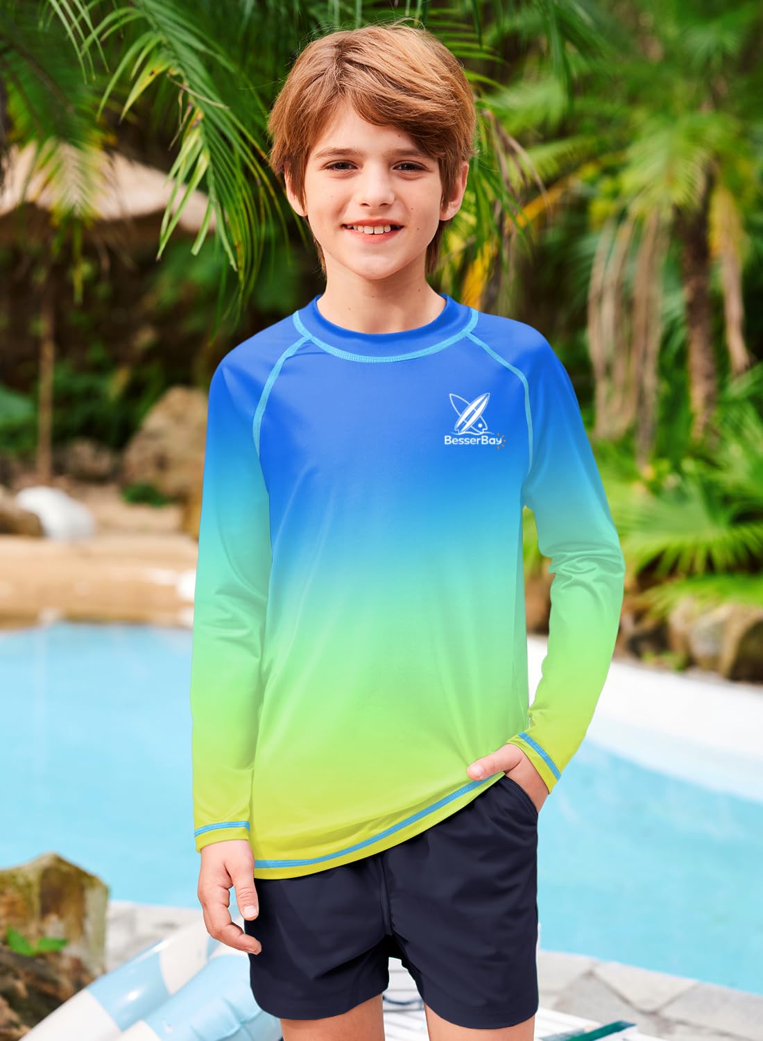 BesserBay Rashguard T-shirt anti-UV pour enfant UPF 50+ Protection solaire à manches longues 110-150