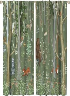Rustic Cabin Curtain Bear Elk Camping Lodge Farmhouse Hunting Wildlife Curtains for Kids Boy Girl Baby Bedroom Nursery Living Room Decor Window Drapes 2 Panels 42x63in