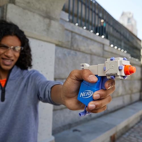 Miniatura 9 de Nerf MicroShots Minecraft Ender Dragon and Elder Guardian Mini Blaster - Paquete de 2, 4 dardos de élite, mango de tracción a Prime (exclusivo de