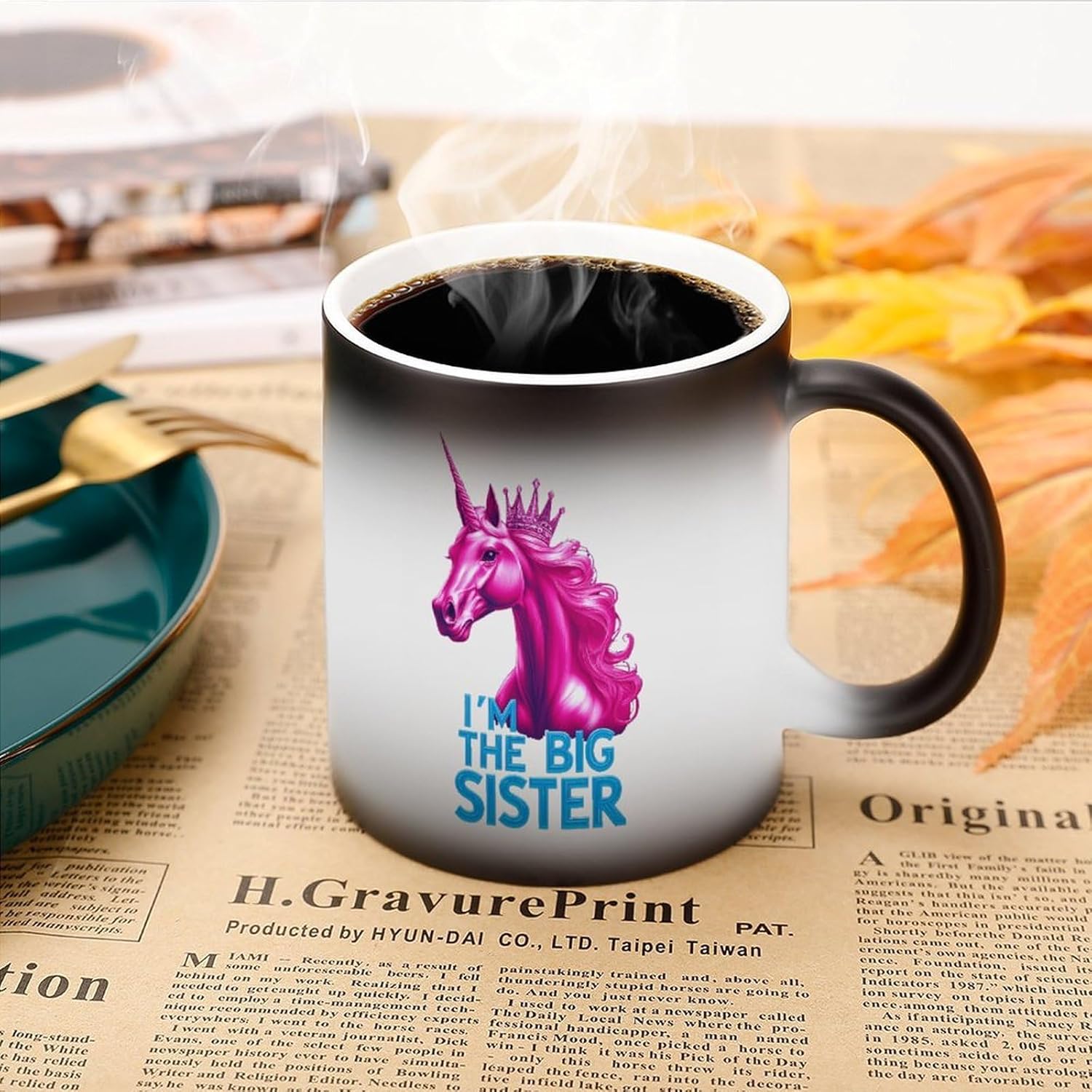 Horse I'm The Big Sister Color Changing Mug Heated Ceramic Cup Heat Sensitive Coffee Mug Fun Gift