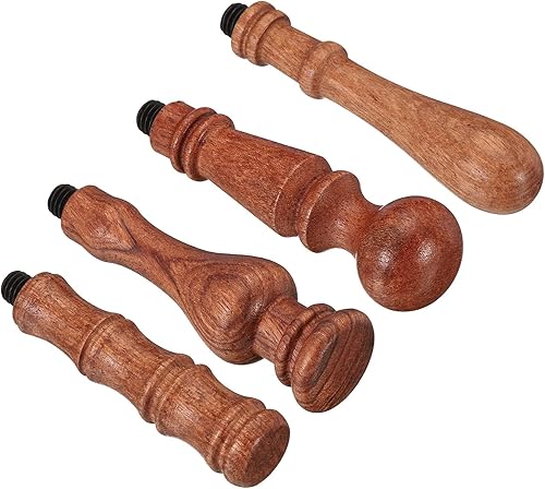 Miniatura 5 de PATIKIL Mango de sello de cera solamente, paquete de 4 manijas de sello de repuesto de mango de madera, para tarjeta de invitación de boda, sobre