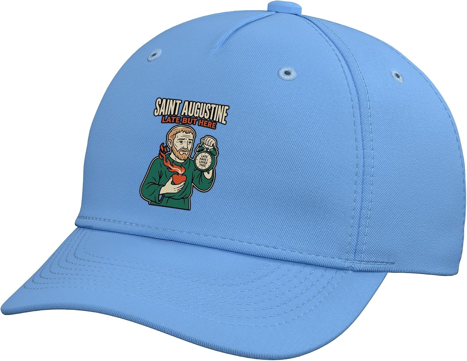 Saint Augustine Alarm Clock Flaming Heart Catholic Adjustable Baseball Hat