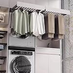 Pull Out Drying Rack for Wardrobe and Laundry Room – Extendable Clothes Drying Rack, Space Saving Aluminium Alloy Shelf Above Washing Machine, Length Adjustable (Black,61cm/24inch)