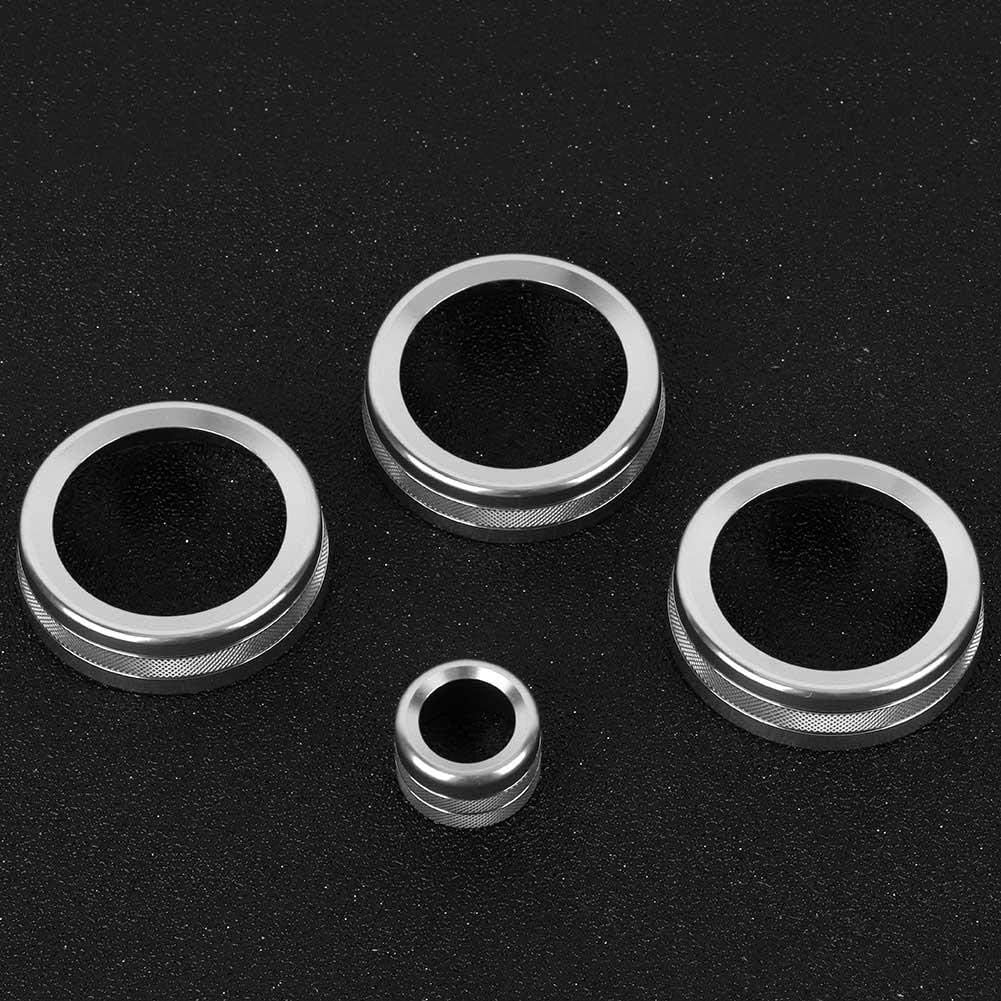 AC Knob Cover Trim Ring Set for Land Rover Sport (2014-2017) - 4Pcs Aluminum Alloy Silver Interior Dashboard Decorative Accessory