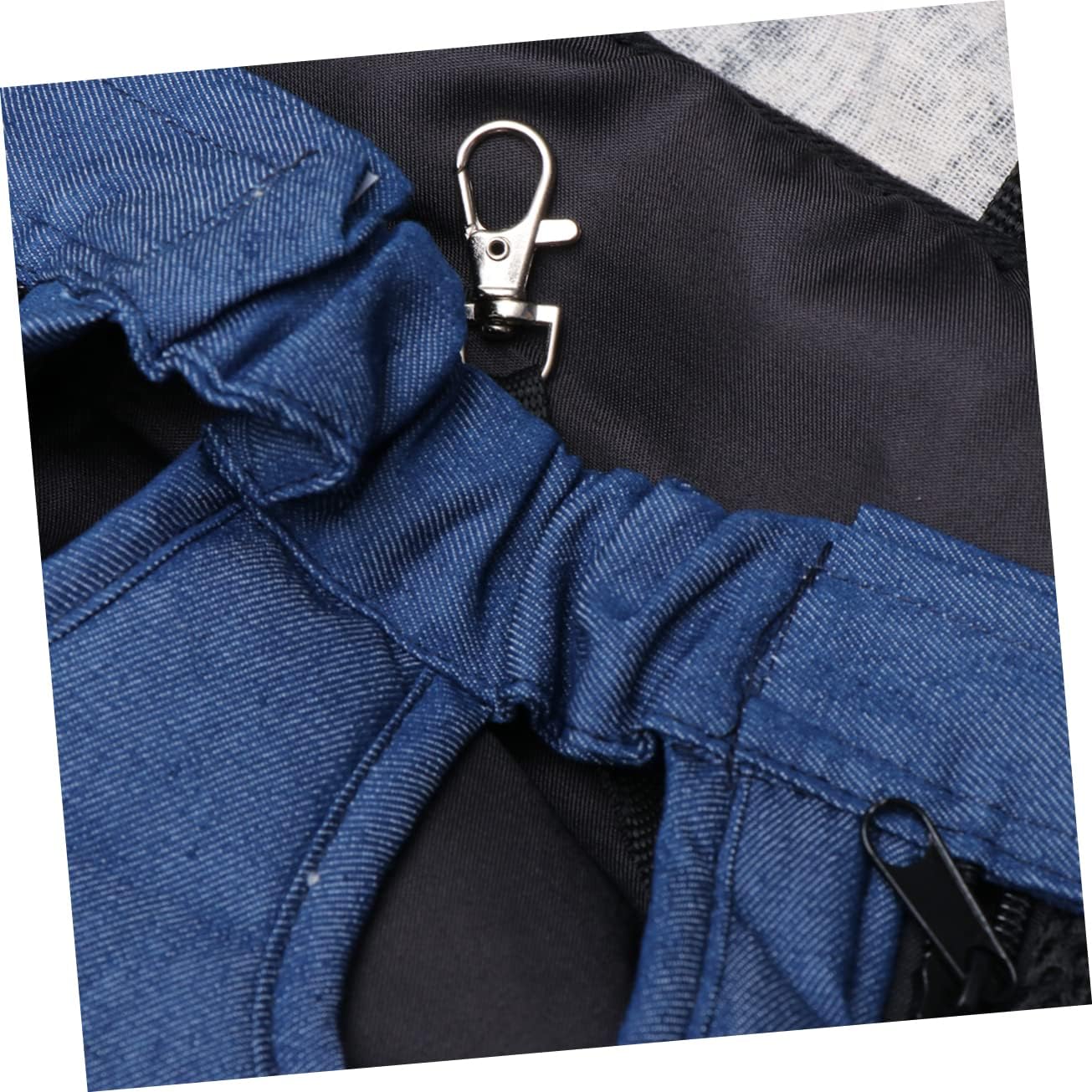 BESPORTBLE Portable Pet Chest Bag for Dogs Breathable Denim Shoulder Backpack XL Safety Zipper Elastic Wrap for and Neck Support Stylish Jeans Pocket Design