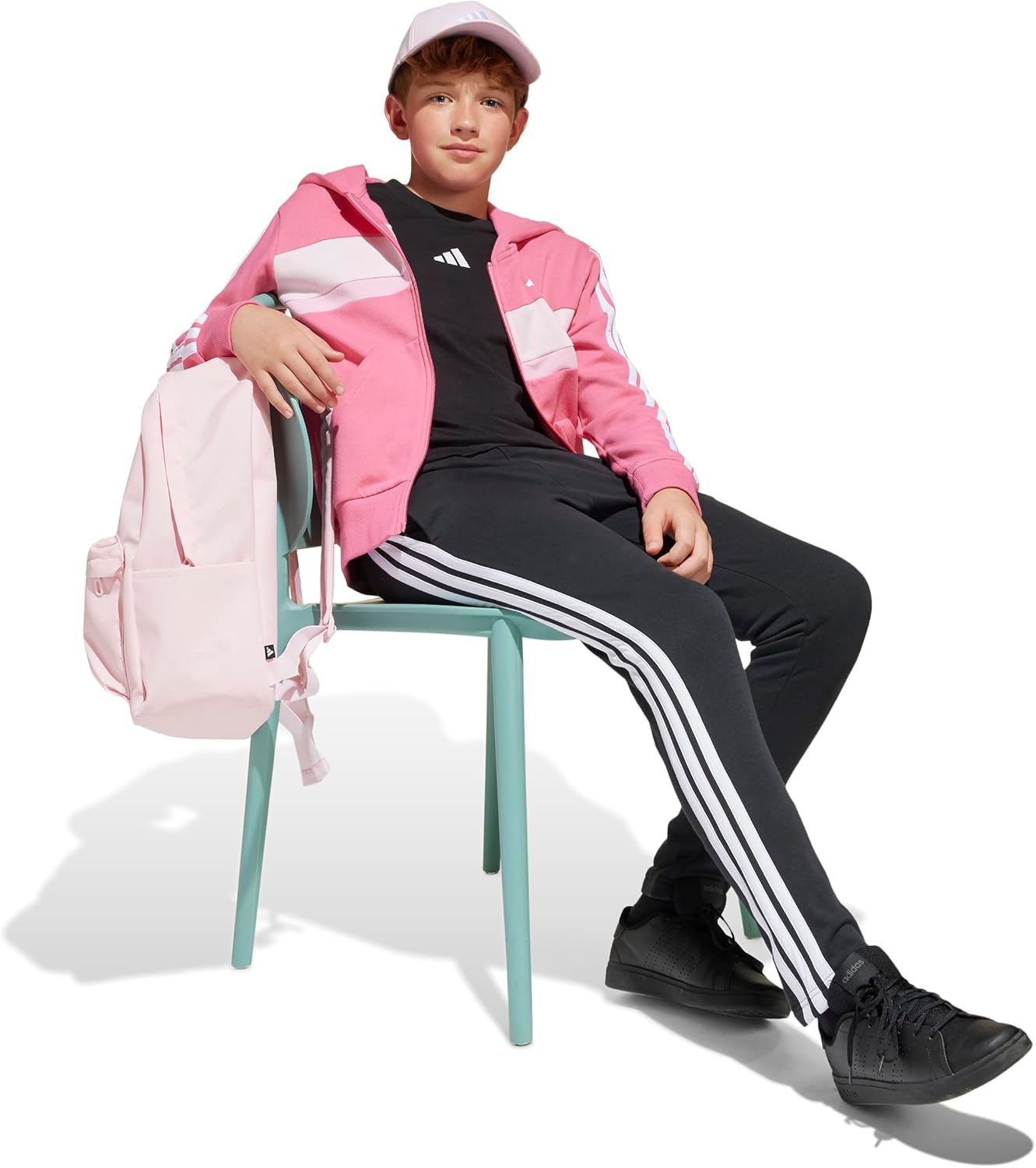 adidas Uniseks - dzieci SEASONAL ESSENTIALS TIBERIO 3 STRIPES FLEECE TRACKSUIT, pink fusion/white/clear pink, 11-12 Years