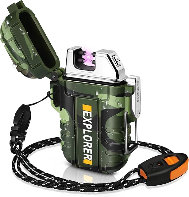 lafagiet USB Rechargeable Lighter, Waterproof Arc Lighters for Camping Hiking Outdoor Survival & Tactical