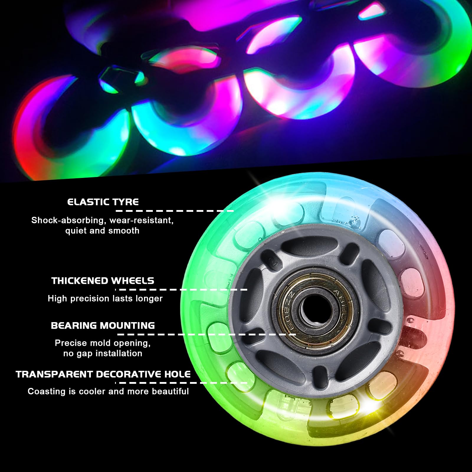 8 Pezzi Rotelle Per Pattini In Linea, Ruote Per Pattini In Linea Da 72 Mm, Pattini A Rotelle In Linea, Ruote Di Ricambio Per Pattini In Linea Skateboard, Monopattini, Pattini A Rotelle(Argento)