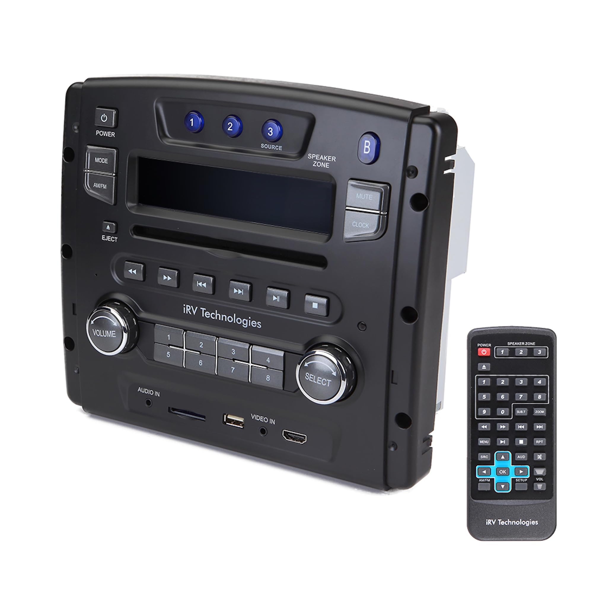 iRV Technology iRV34 AM/FM/CD/DVD/MP3/MP4/USB/SD/HDMI/Digital2.1/Surround Sound/Bluetooth 3-strefowy uchwyt ścienny RV Radio stereo