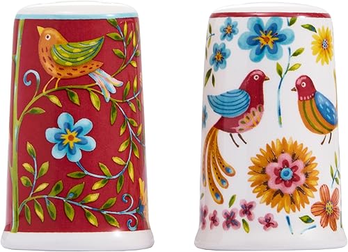 Miniatura 8 de Juego de Salero y Pimentero de Cerámica Tunecina de Bico, para Cocina o Decoración, Apto para Lavavajillas Naranja,Talavera Azul,Habana,Pájaro rojo