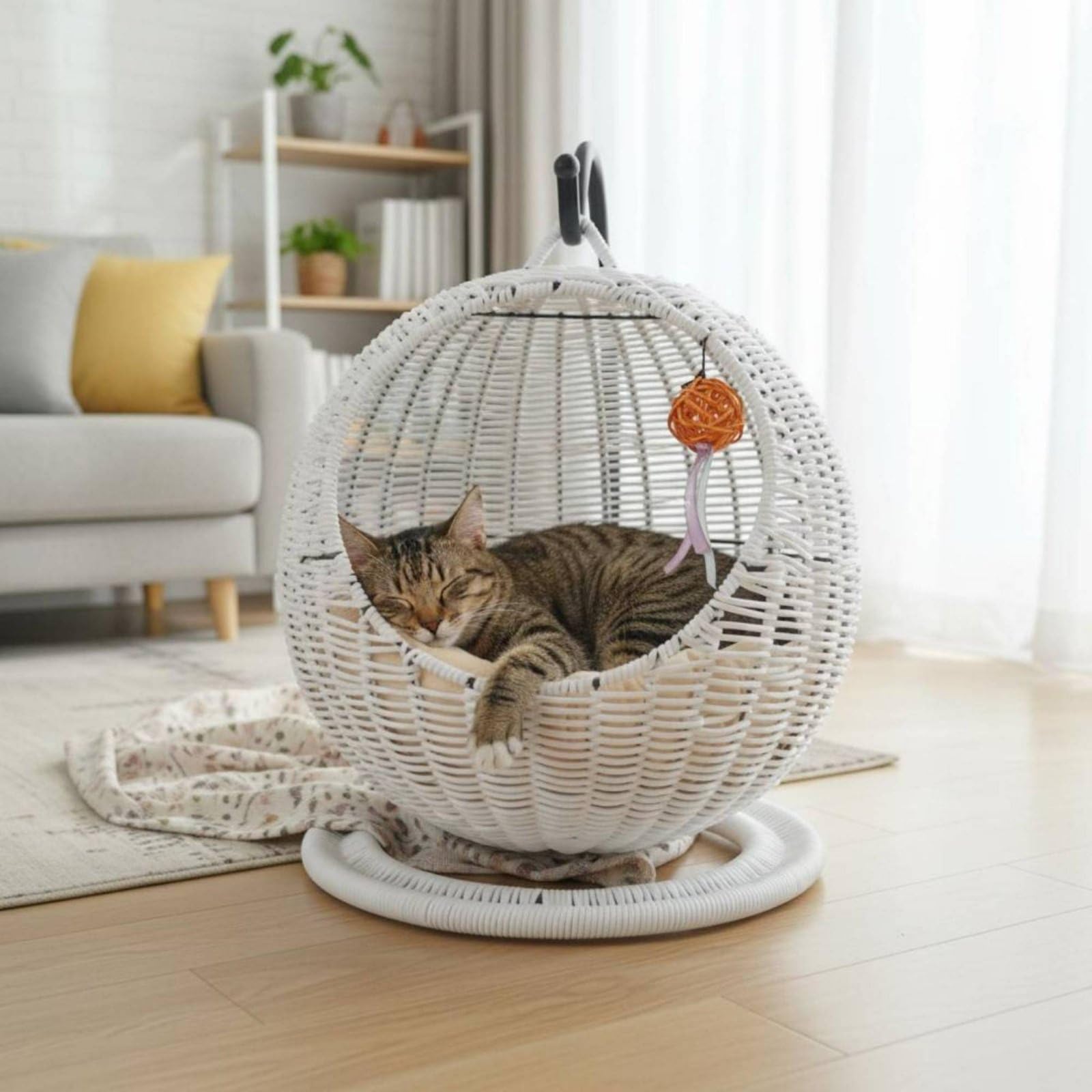Amaca per Gatti Letto Gatto Cuccia Gatto Cesta Gatto con Struttura Robusta in Metallo Cestino Sospeso Traspirante Adatta per Casa Salotto Finestra Luminosa, Apricot