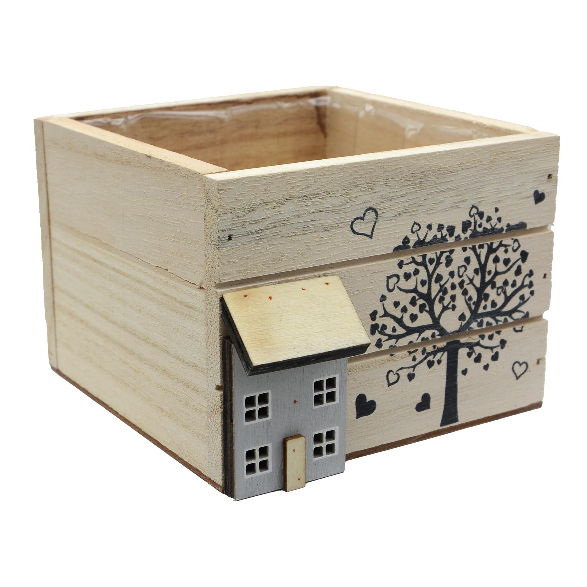 UNUS Set di 3 scatole in legno, decorazione in legno in stile rustico, 12 x 12