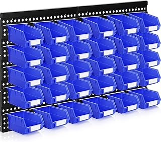 30 Pcs Wall Mounted Storage Bins for Classroom Without Rack Plastic Hanging Parts Bins 5 x 4 x 3 Inches Open Front Small Screw Organizers Wall Mount Tools Organizers for Kitchen Workshop Office Parts