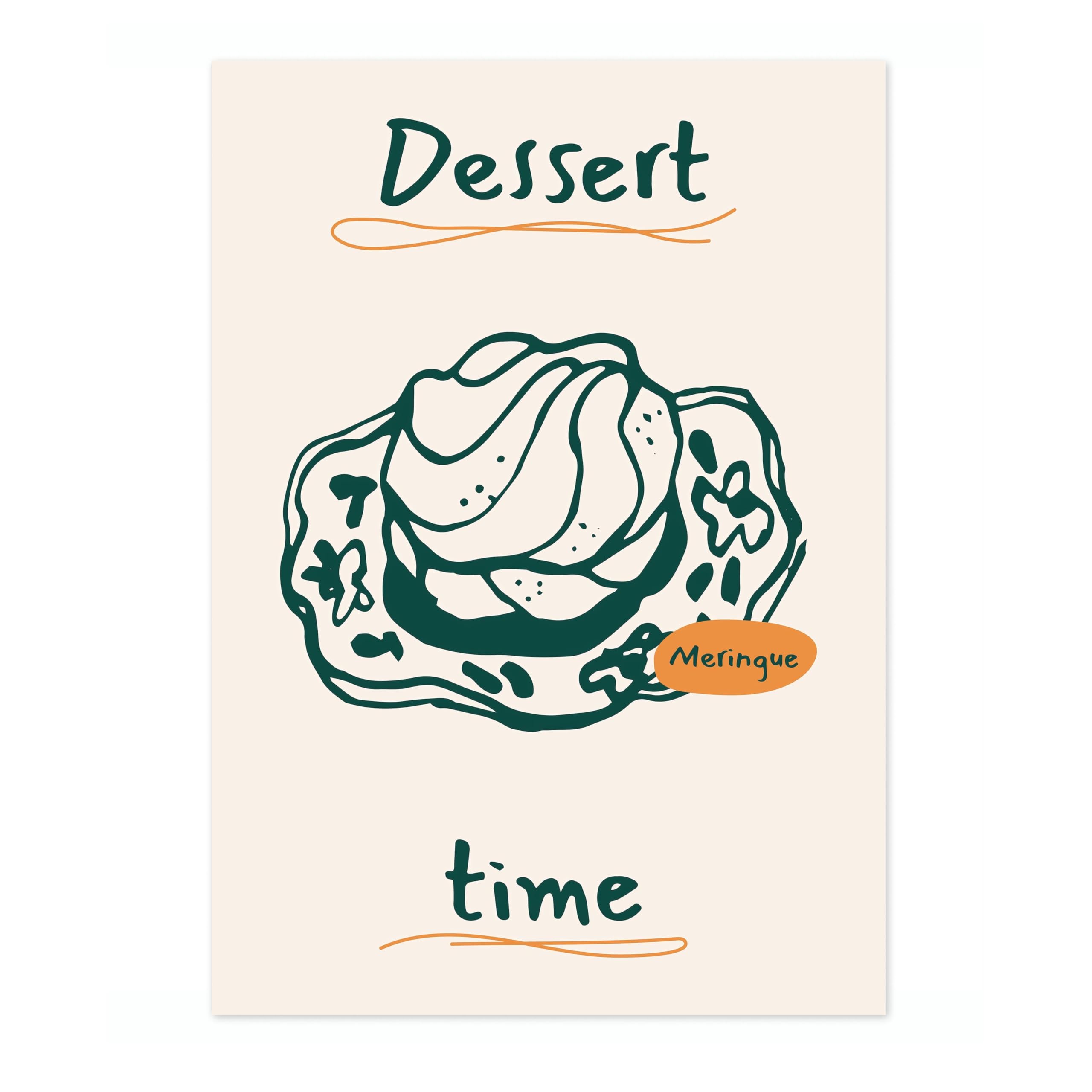 Animato Dessert Time Kitchen Poster, Cooking Baking Quotes Prints, Kitchen Line Food Illustration Wall Art, Funny Humour Quotes Home Decor, Archival Matte, A5 (Print Only) - 21x14.8cm
