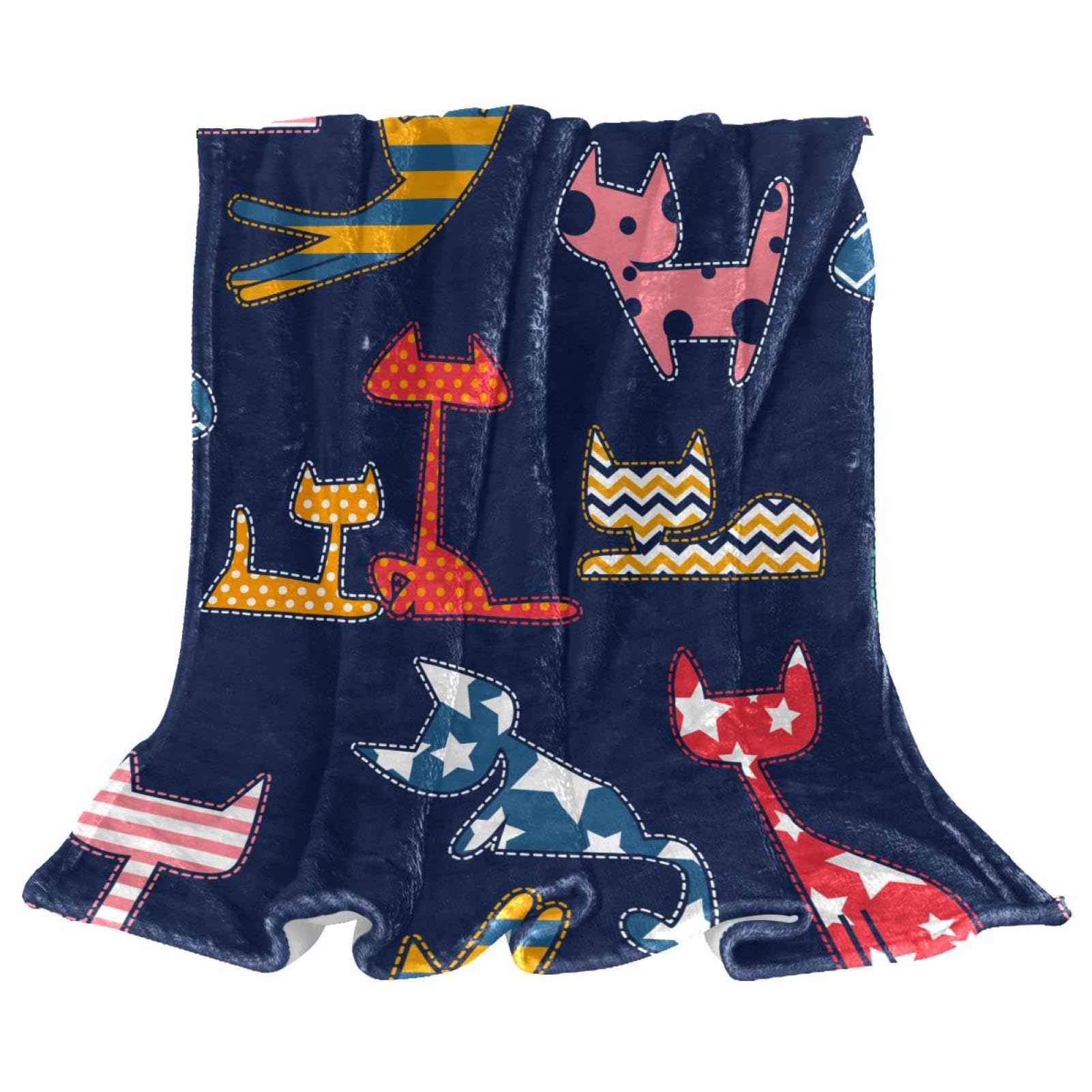 Couverture polaire chaton arc-en-ciel plaid microfibre chaude jeté de canapé doux