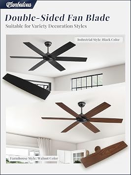 Fanbulous 60 inch Ceiling Fan No Light with Remote | Without Light, Remote Control, Flush Mount Low Profile, Quiet DC Motor & Reversible, Indoor/Outdoor
