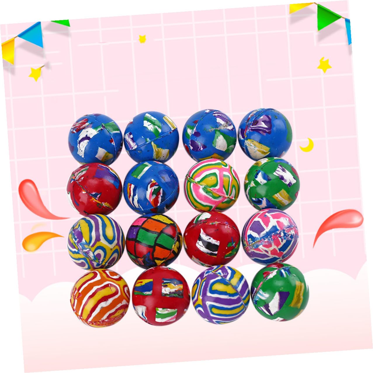 Palline Rimbalzanti in Gomma 100 Pezzi, per Bambini