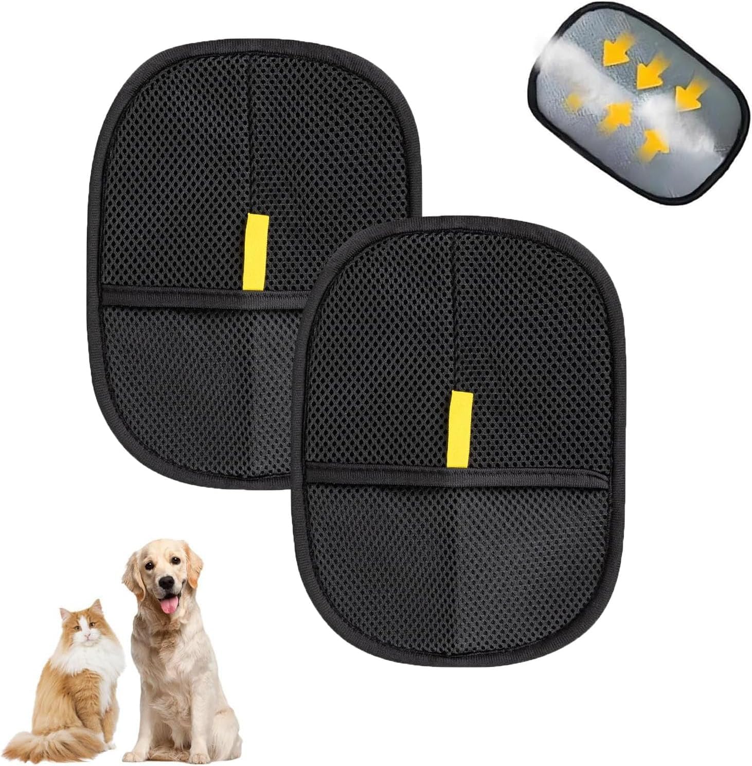 Guantes Quitapelos Para Mascotas - 2 Unidades, Efecto Antiestático, Para Perros Y Gatos De Pelo Largo O Corto