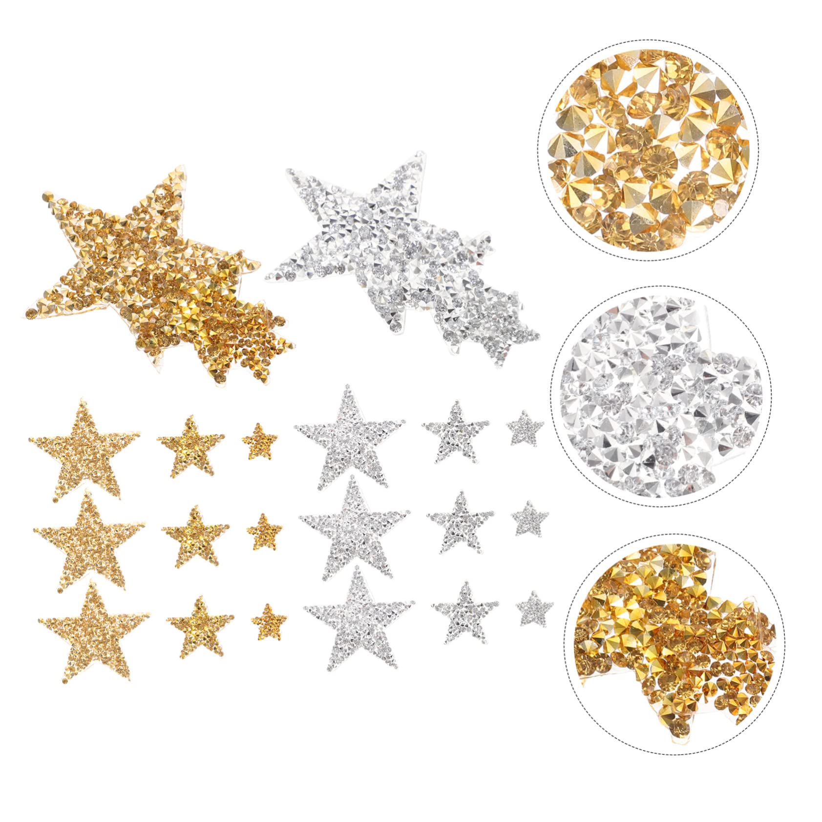 SHINEOFI 90pezzi Glitter Patches Decorativi Forma Di Stella Per Abbigliamento Accessori Fai Da Te Toppe Termoadesive Per Jeans Borse e Cappelli Riparazioni e Decorazioni Eleganti