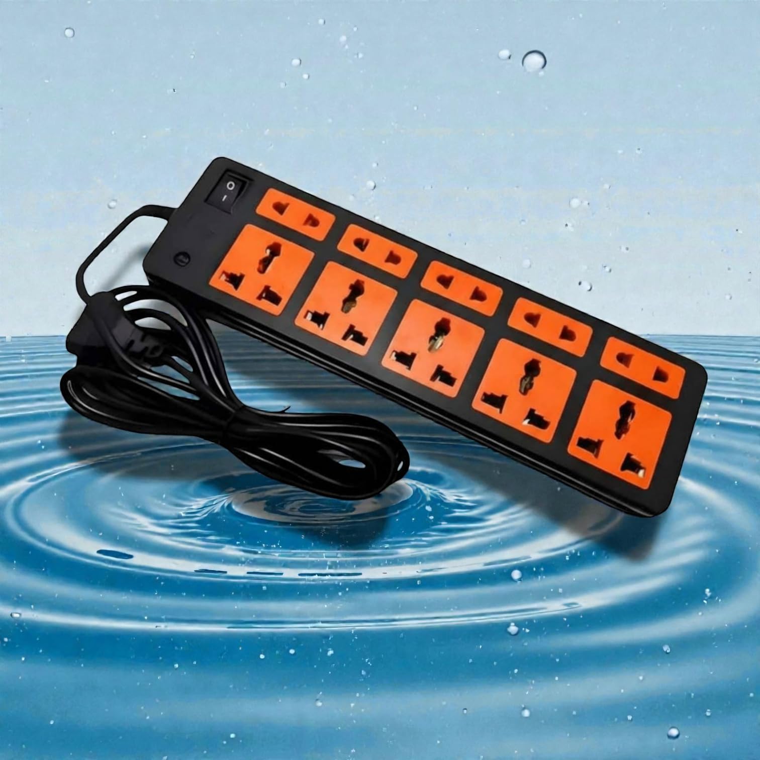 Extension Board with 5+5 Universal Sockets, 2 Meter Wire, Multi-Plug Power Strip, Yellow and Black-image-32