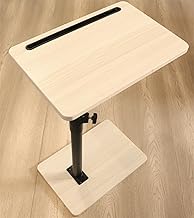 YUHFERA Couch Side Table - 360° Swivelling Height-Adjustable Coffee Table/Wooden Sofa Table, Sofa Armrest Tray Table, Snack Side Table for Bed or Chair with Phone/Tablet Slot (Oak Standard)