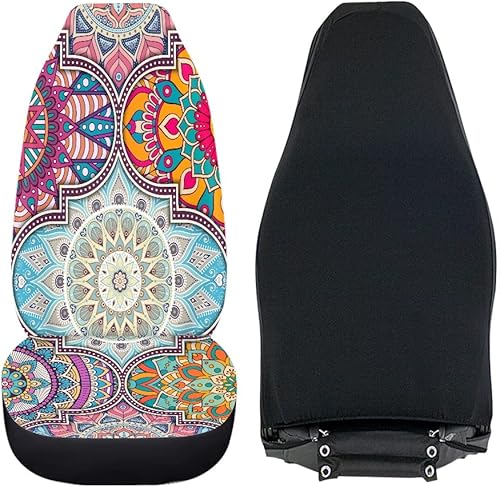 Miniatura 4 de TOADDMOS - Fundas para asientos delanteros de coche, diseño de mandala, parches, estilo bohemio ajuste universal, carros, sedan, SUV