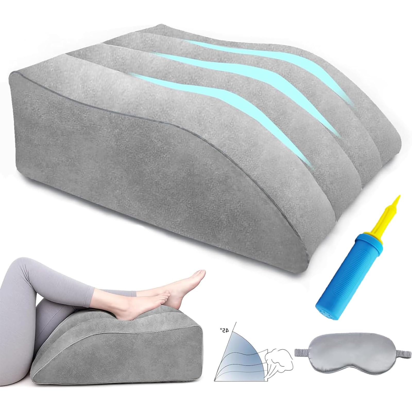 Cuscino Gonfiabile per l'Elevazione delle Gambe Cuscino a Cuneo per il Riposo Comodo Supporto per le Gambe per Migliorare la Circolazione Alleviare il Gonfiore e Favorire il Rilassamento Muscolare