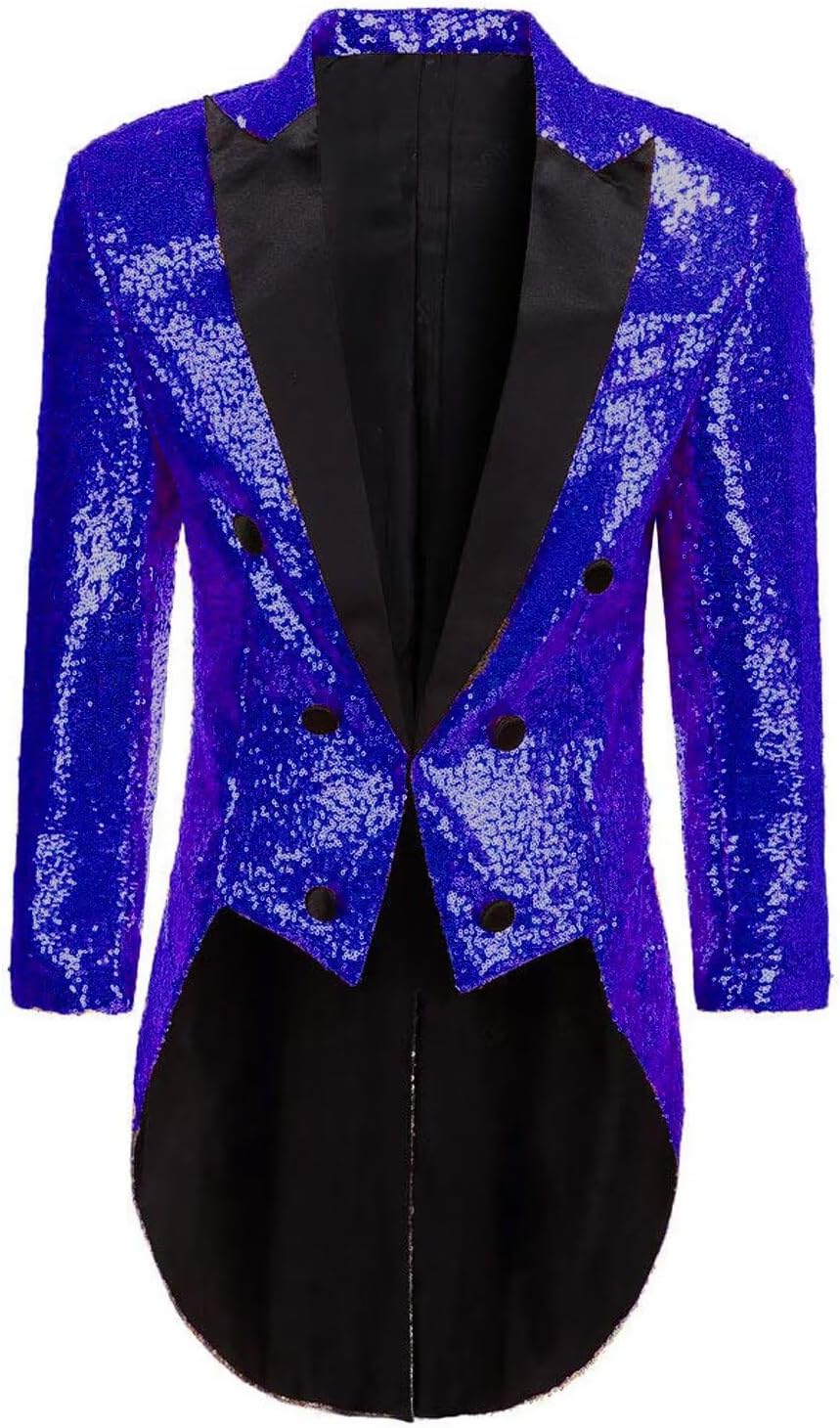 Mens Sequins Tailcoat Jacket Shiny Victorian Mardi Gras Costumes Bling Frock Blazer Circus Coat