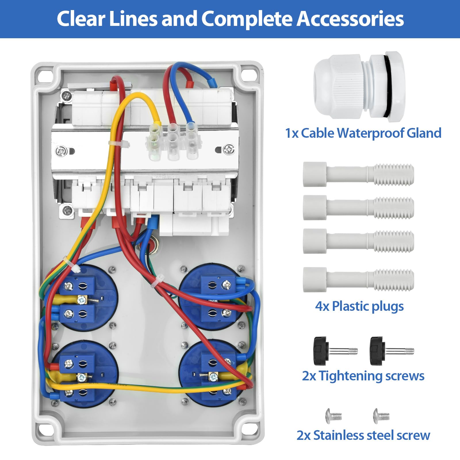 Coffret de Chantier 230V avec Disjoncteur 16A IP67, 4 Prises