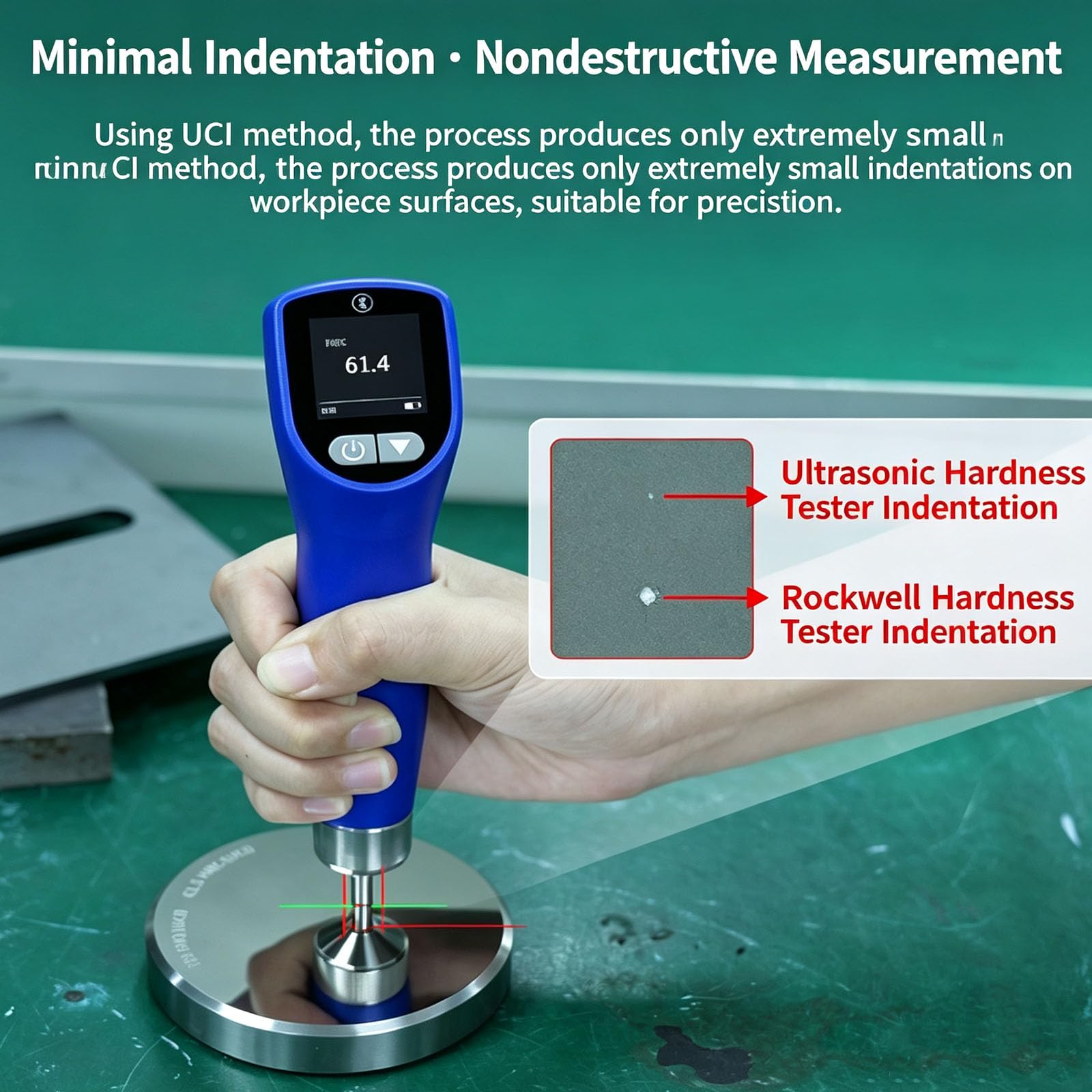 Ultraschall-härteprüfgerät Mit Zwei Prüfköpfen Und Lcd-display, Für Hv-, Hrc-, Hrb- Und Hb-prüfungen, Integrierte Speicherfunktion, 1hv-0,1hrc-auflösung Für Metallische Werkstoffe Und Ultradünne