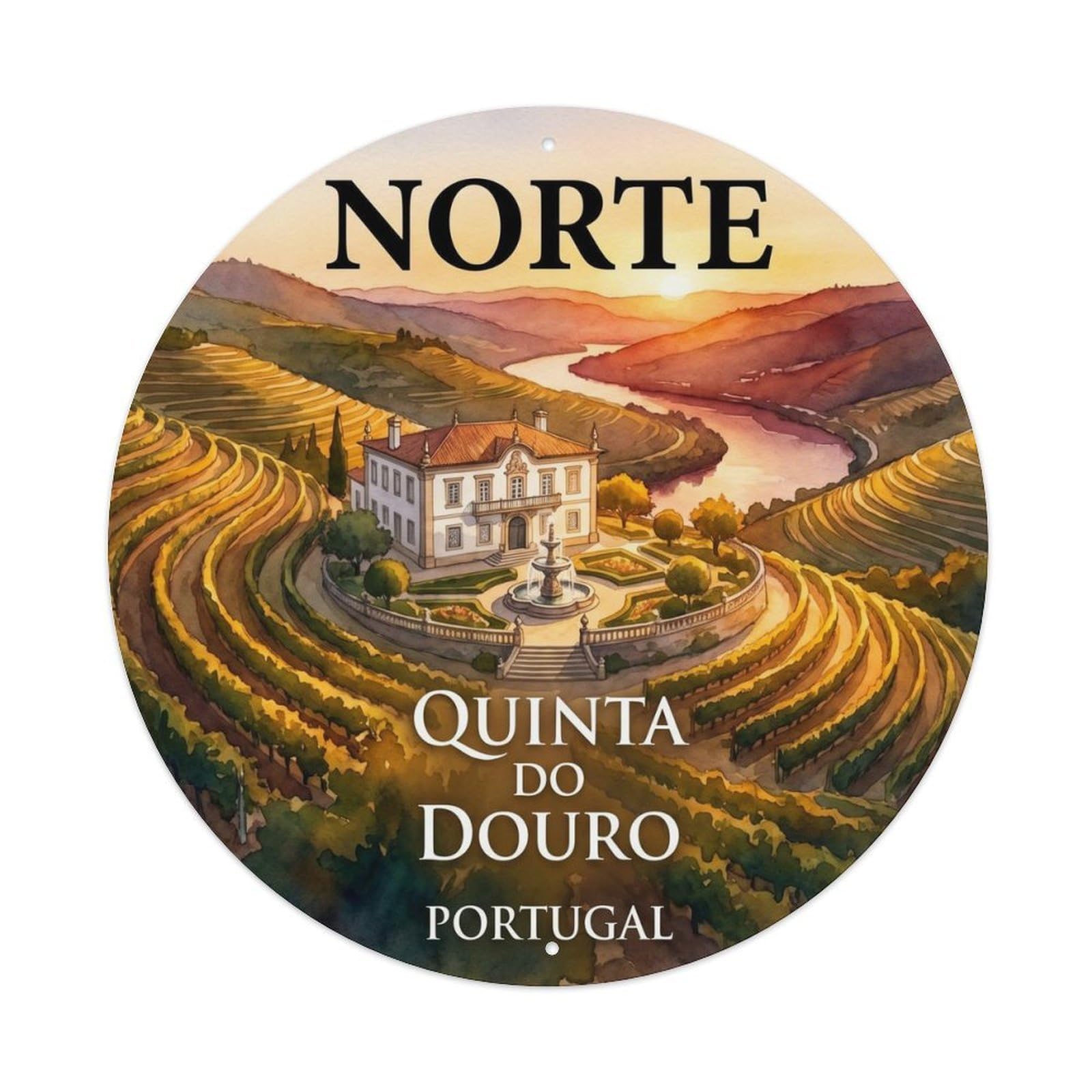 Olhnbad 08X08inch Style Classic Portugal Norte River Island Travel Art Metal Tin Sign
