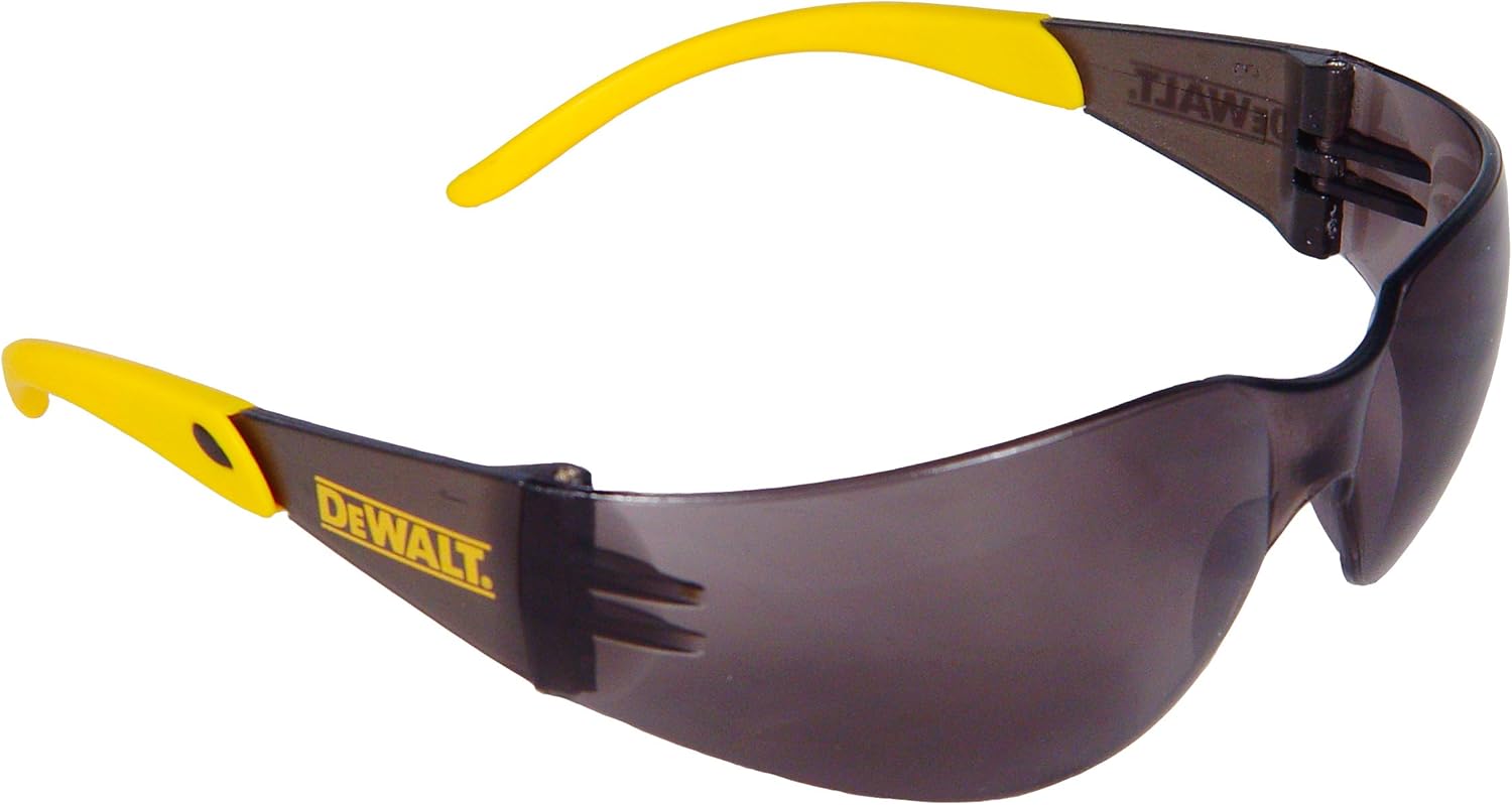 DEWALT DPG54-2C Protector™ Protective Eyewear – ANSI Z87.1+ Impact Rated – Lightweight Universal-Fit Frame – Flexible Rubber Temples – Smoke Lens – 1 Pair